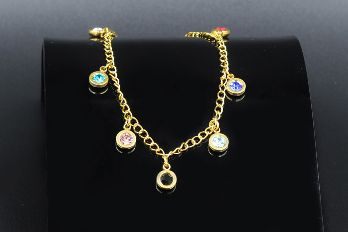 Fashion Geometric Stainless Steel Inlay Zircon Womenu0027S Anklet 1 Piece