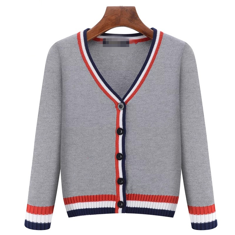 Procesamiento [Jin Yong] estilo preppy británico de los niños con cuello en V Chaqueta de punto a rayas chaqueta estudiante campus ropa