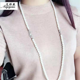 艾祺燕淡水珍珠项链7-8mm多戴时尚潮流珍珠毛衣链女一件代发