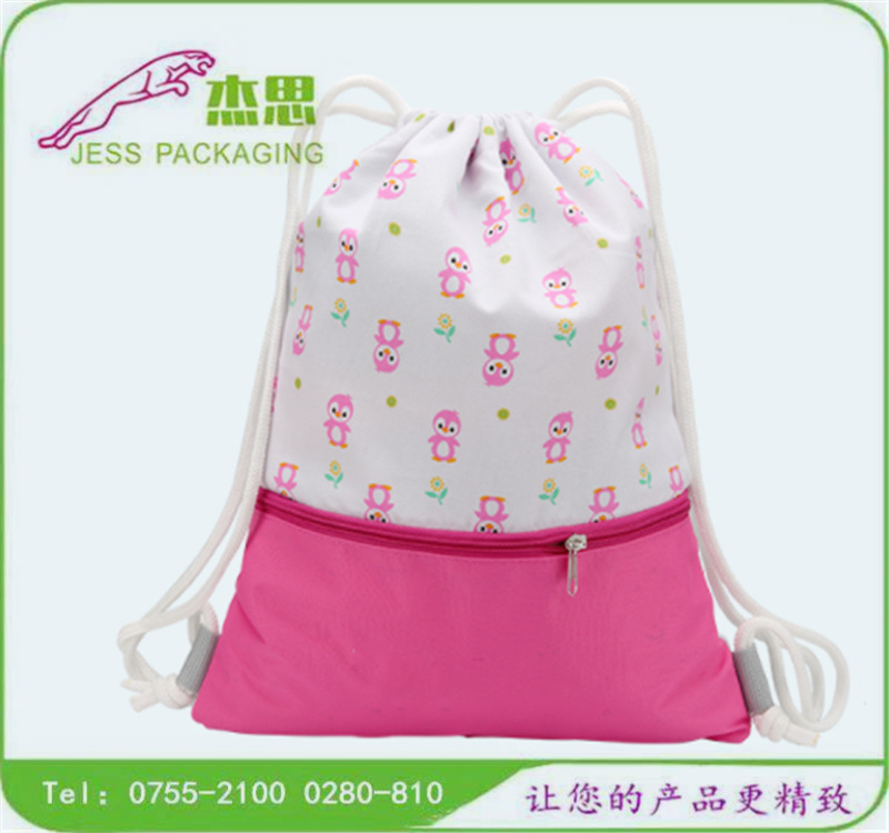 设计新款棉麻布拉绳收纳包创意拉链双肩束口袋背包量大从优