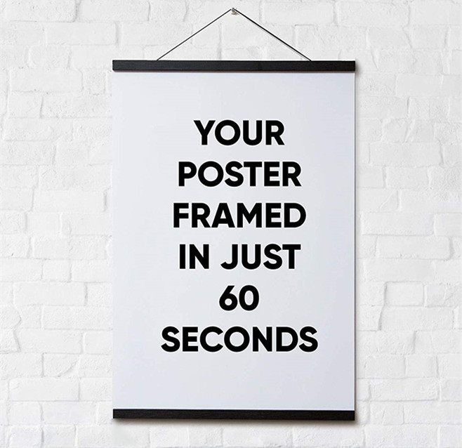 批发免工具实木挂轴 跨境亚马逊磁性挂画夹 poster hanger wood|ms