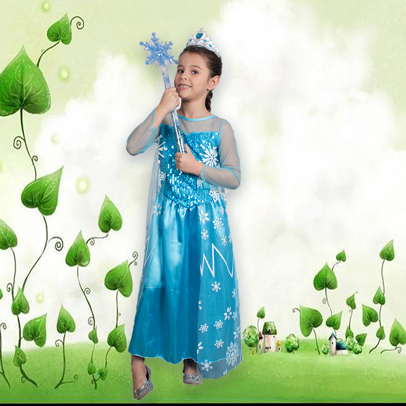 万圣节服装 新款冰雪奇缘爱莎公主 cosplay女童连体裙 舞蹈演出服