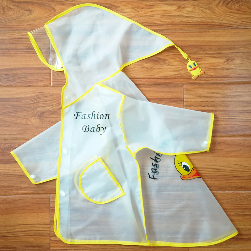 欣艺奇儿童雨衣女童小黄鸭动物卡通徙步雨披EVA尖帽包边工艺雨具