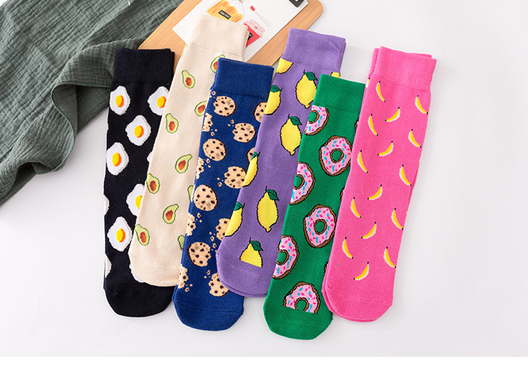 Autumn And Winter New Japanese Sweet Student Cotton Mid-calf Socks Wholesale Cartoon Poached Egg Trendy Socks Straight Thigh High Socks display picture 1