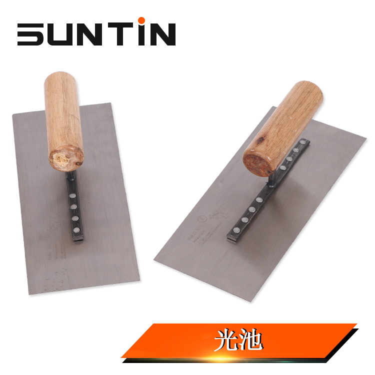 鑫田匠具砌砖腻混凝土子木柄不锈钢灰池抹泥刀批墙刀瓦刀抹子光池