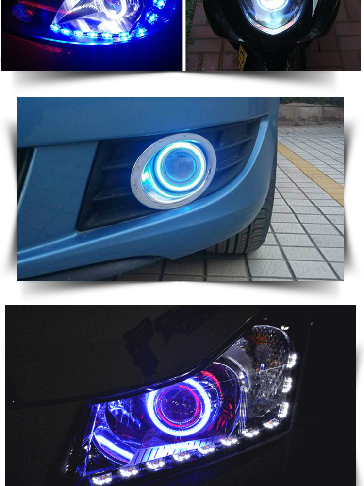 Car Led Light Headlight Cob Aperture Devil Eye Car Light Modified Angel Eye Fog Light Cob Aperture Daytime Running Light
