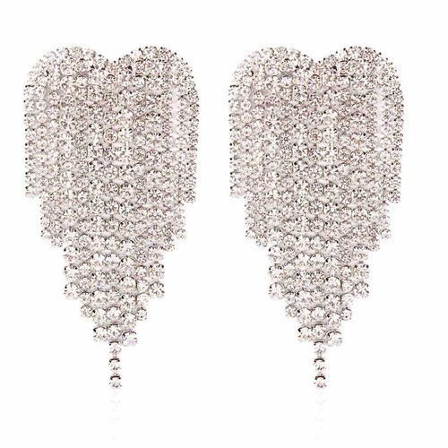 Multi layer diamond inlaid claw chain, personalized full diamond love Tassel Earrings