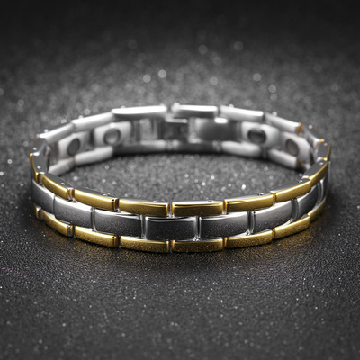 Classic Glossy Gold Men's Healthy Titanium Steel Bracelet