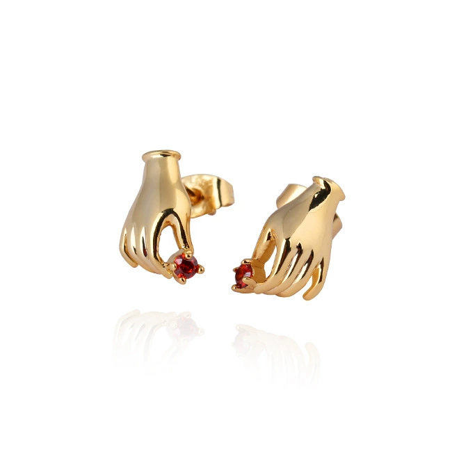 Brand copper zirconium, earrings for beloved, European style