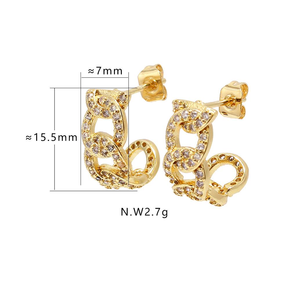 Fashion Gold-plated Zircon Earrings Wholesale display picture 1