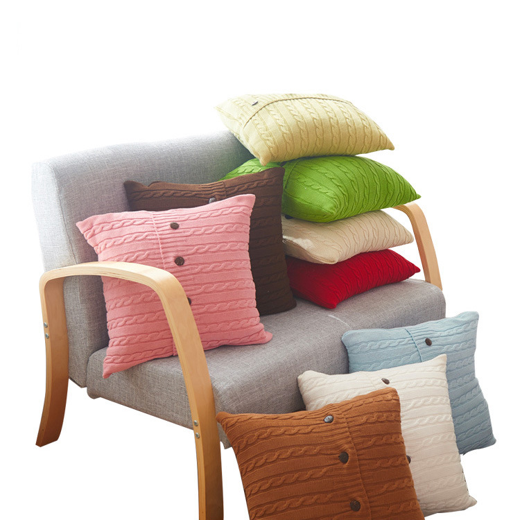 臻坊纺织 全棉麻花针织靠垫 软装配饰摄影道具 汽车腰垫家居必品