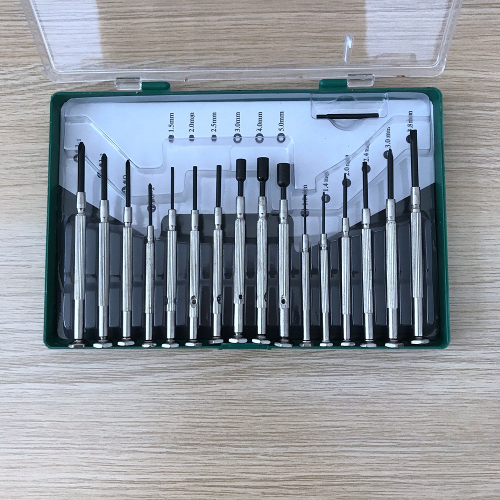 16件套精密螺丝批组合套装 一字十字钟表批电讯批螺丝刀批头