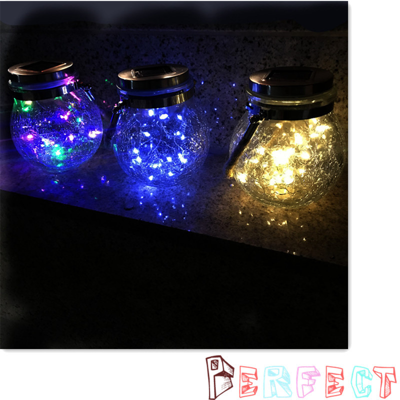 Cross-border outdoor solar glass bottle lamp, street lamp, copper wire lamp, crack solar outdoor special decoration, camping detail image 1
