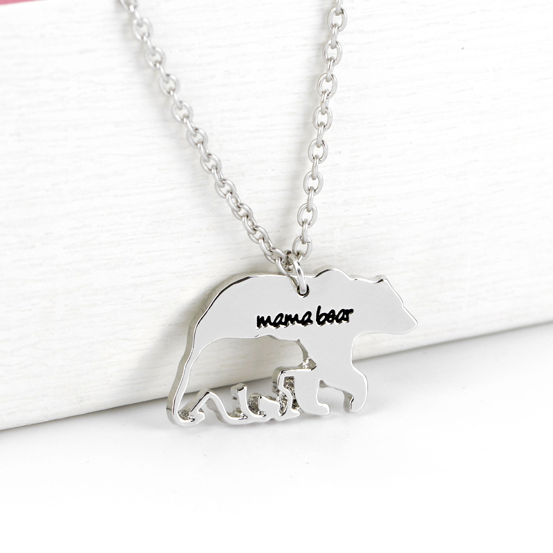 bear mother necklace clavicle chain motheru0027s day gift Mama Bear animal bear necklace wholesale n