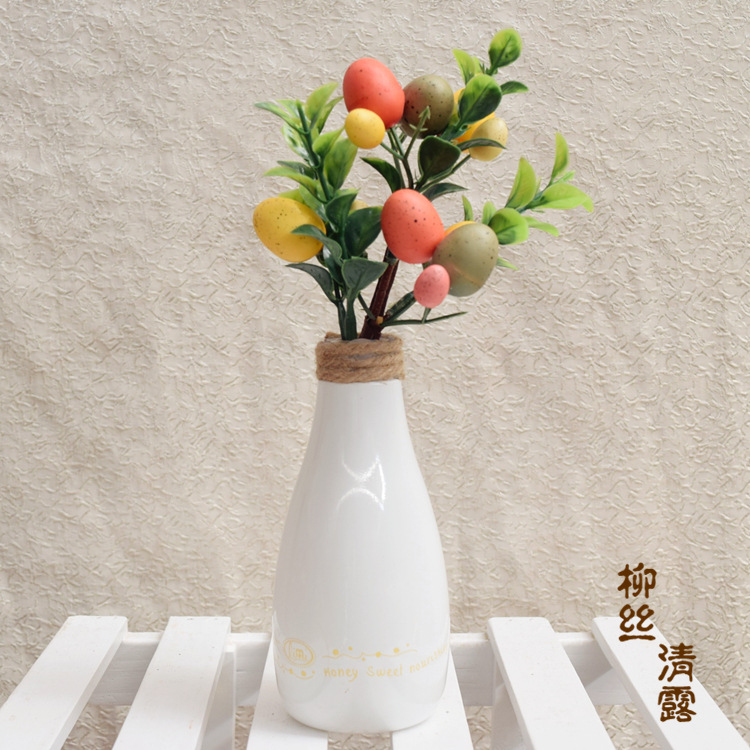 Fábrica directa huevo de Pascua decoraciones simple decoración de escritorio simulación hoja verde florero arreglo Pascua