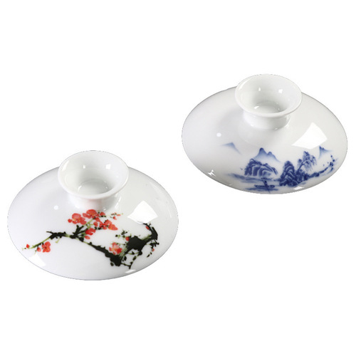 Large high white ceramic tea lid, blue and white porcelain covered bowl, tea set single lid, Sancai tea bowl accessories