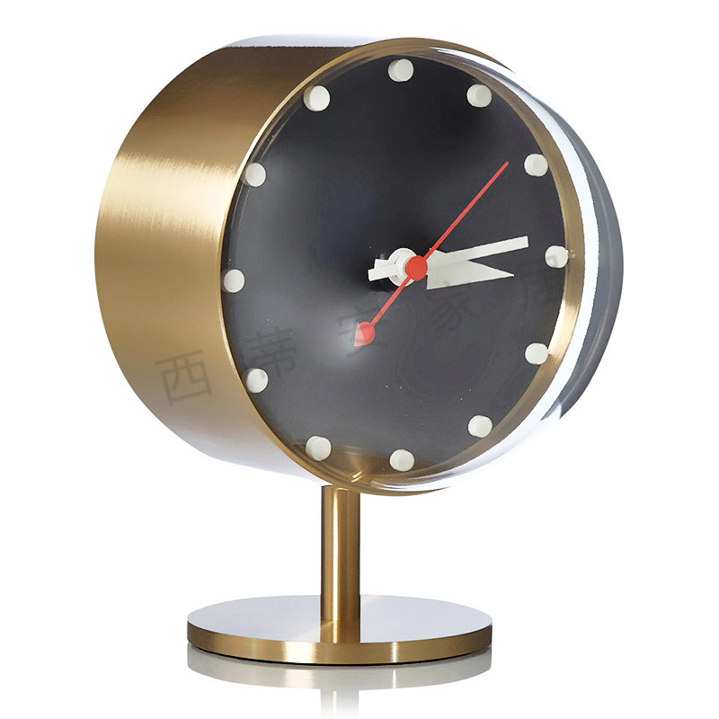 Nordic Nelson Brass Table Clock Bedroom Retro Quartz Clock Book Desktop Desktop Clock