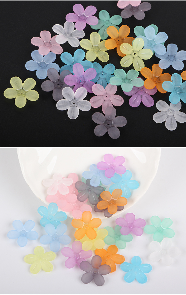 Factory direct sales of new frosted flower through-hole scattered beads material, sweet and fresh acrylic diy handcrafted detail image 6