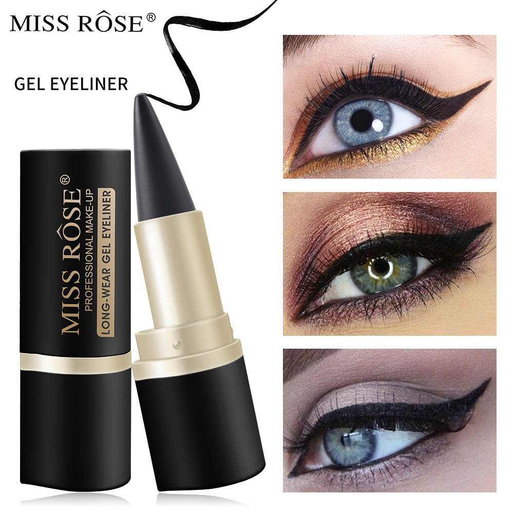 Cross border Waterproof Eye Liner Eyeliner mute speed dry Eyeliner single head black solid strong eye liner paste pen