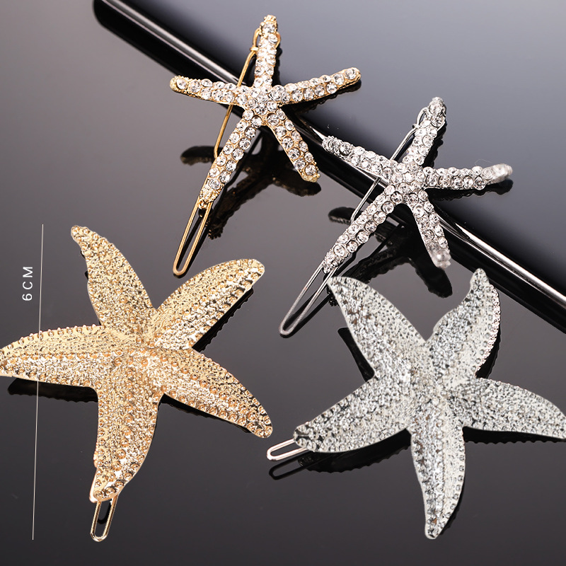 Fashion Starfish Metal Inlay Rhinestones Hair Clip 1 Piece display picture 1