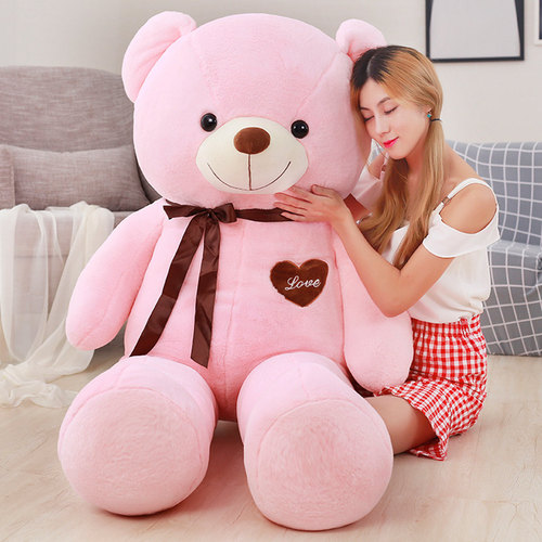 Creative New Couple Bear Scarf Bear Pink Large Teddy Bear Wedding Celebration Event Ad Can Add Logo