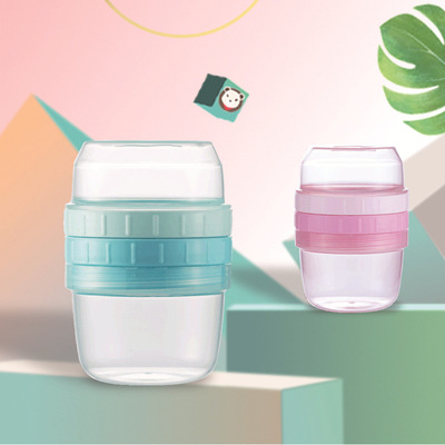 Children's storage auxiliary food box baby portable baby multi-purpose milk powder box auxiliary food box feeding tableware including double spoon fork