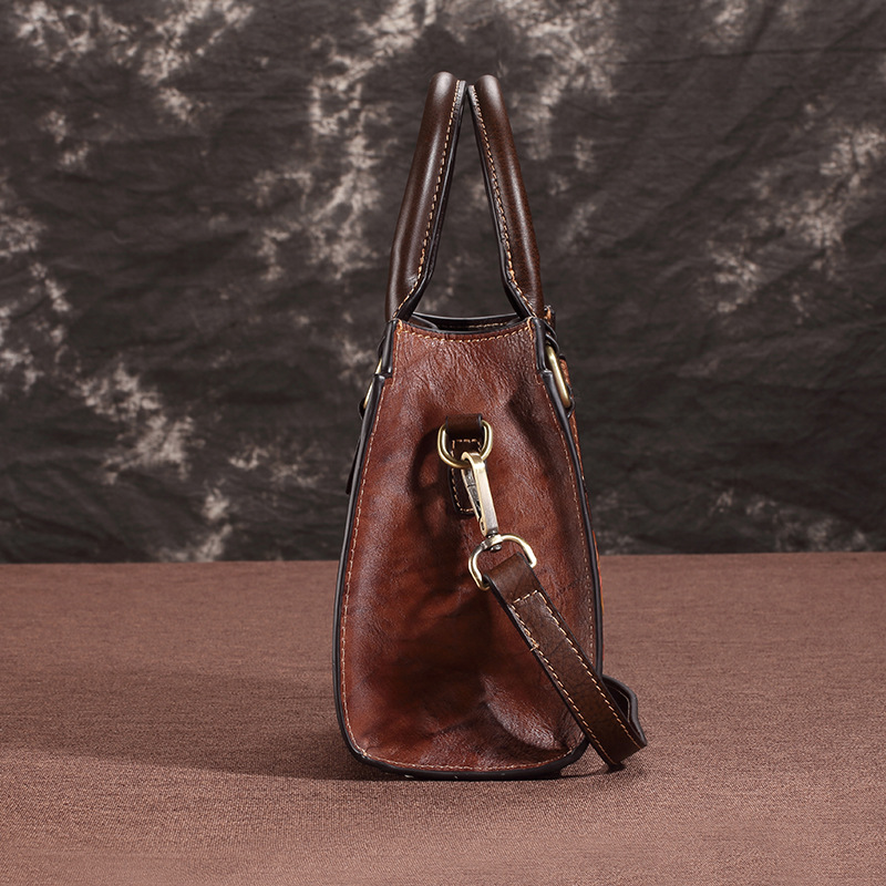 New Top Layer Cowhide Handheld Diagonal Cross Leather Casual Women's Bag_voghion.com