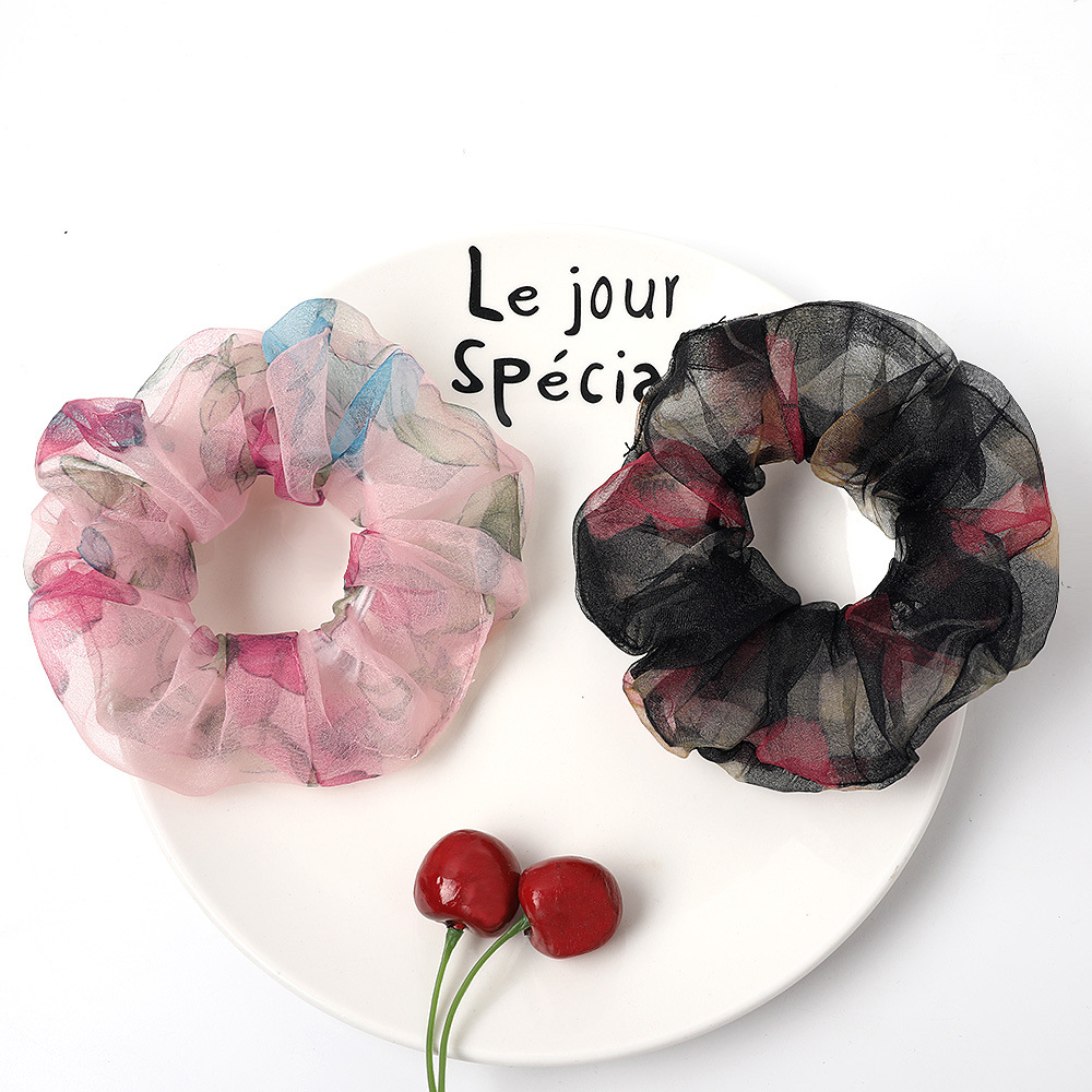 New Fashion Fabric Lace Yarn Small Fragrance Wind Flowers Cheap Scrunchies Wholesale display picture 9