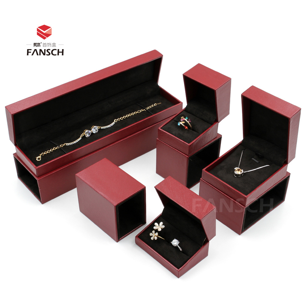 创意套中盒 钻戒盒对戒盒吊坠盒项链盒手镯盒 红色格纹首饰盒新品