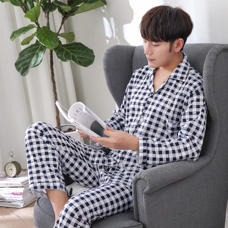 De punto de algodón los nuevos hombres Otoño e Invierno pijamas manga larga más tamaño desgaste del hogar traje algodón