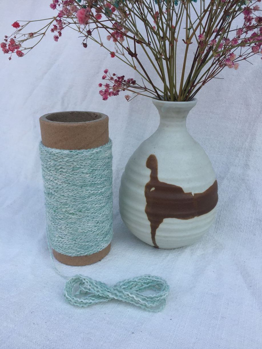 5.8支波纹 围巾纱线 浅绿色 AB色纺纱 花式纱 纺织纱线圆机纱线