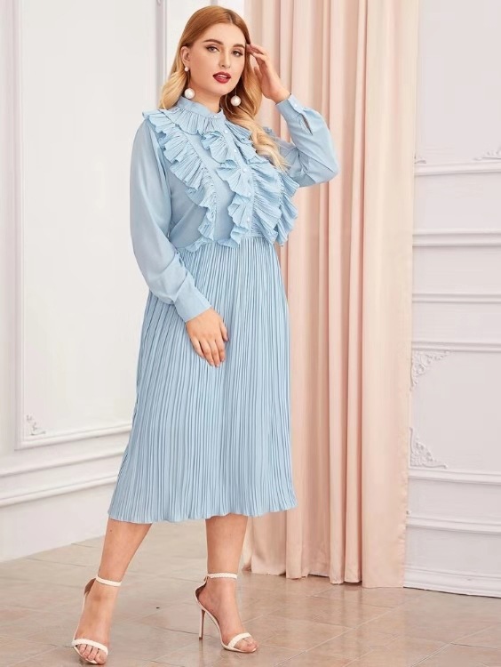 plus sizepleated ruffle dress Nihaostyles wholesale clothing vendor NSCX72559