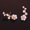 Accessory, fashionable earrings from pearl, Korean style, flowered, wholesale