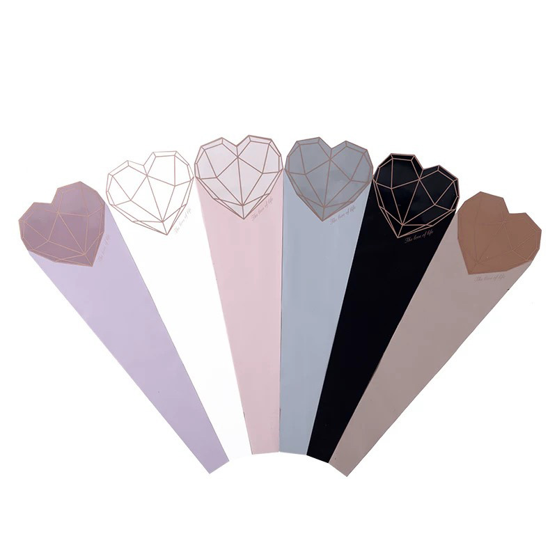 Sola Rosa bolsa de embalaje de diamante corazón bolsa única flor impermeable papel de embalaje Solo mini ramo bolsa de embalaje