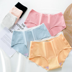 日系糖果色純棉女士大碼內褲中低腰無痕撞色透氣少女舒適三角褲頭