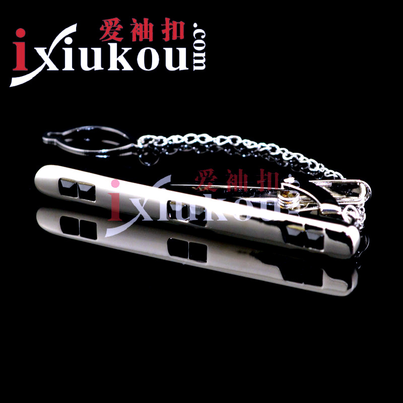 英博黑色六钻领带夹金属商务领夹镶嵌方钻石呔夹tie bars /156821-阿里巴巴