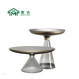 麦古 Чайные чайные столик Light Luxury Deliven Glass Metal Metal Circular Dourgap Coffee Lafe столик