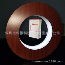 磁悬浮发光烟架圆形木纹皮烟包架电子烟雾化器悬浮器展示厂家批发