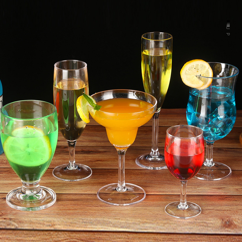 星飞创意香槟杯PC透明塑料耐摔红酒杯 果汁饮料杯餐厅酒吧啤酒杯