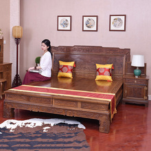 艺铭天下红木家具 鸡翅木高低床实木仿古床榻中式双人床储物床