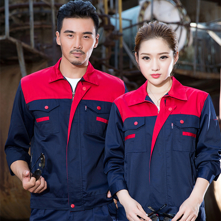 spring and autumn work clothes Labor insurance coverall Long sleeve coverall suit men and women Anti-static Printing logo Long-sleeved overalls