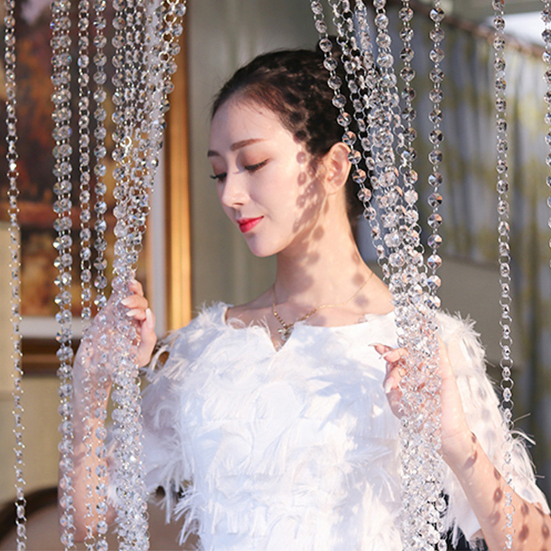 Crystal Curtain Partition Bead Curtain Bedroom Door Curtain Decoration Living Room Entrance Aisle Bead Chain Bead Screen Curtain Finished Product