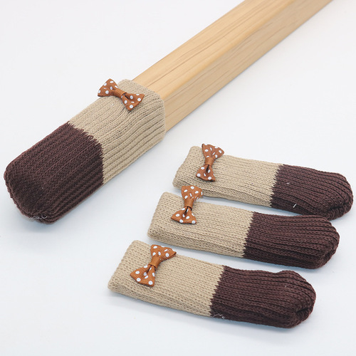 Knitted chair foot covers, bow-tie style stool foot covers, thickened silent wear-resistant dining table and chair leg covers, door handle gloves