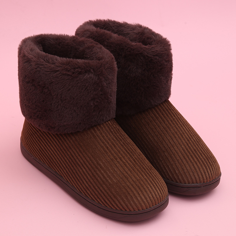 High-Top Plush Couples Slippers in Gray