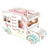 Деревянная трехмерная головоломка с лазером, деревянный дом на колесах, игрушка, DIY