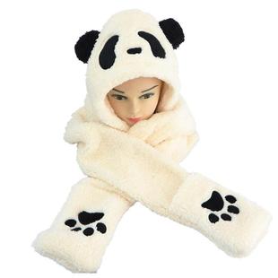 European and American autumn and winter fashion lambswool hat scarf gloves cross-border three-piece thickened warm pullover cap suit