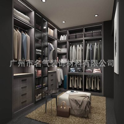 進口岩板現代簡約開放式整體雲石衣帽間衣櫥生産加工