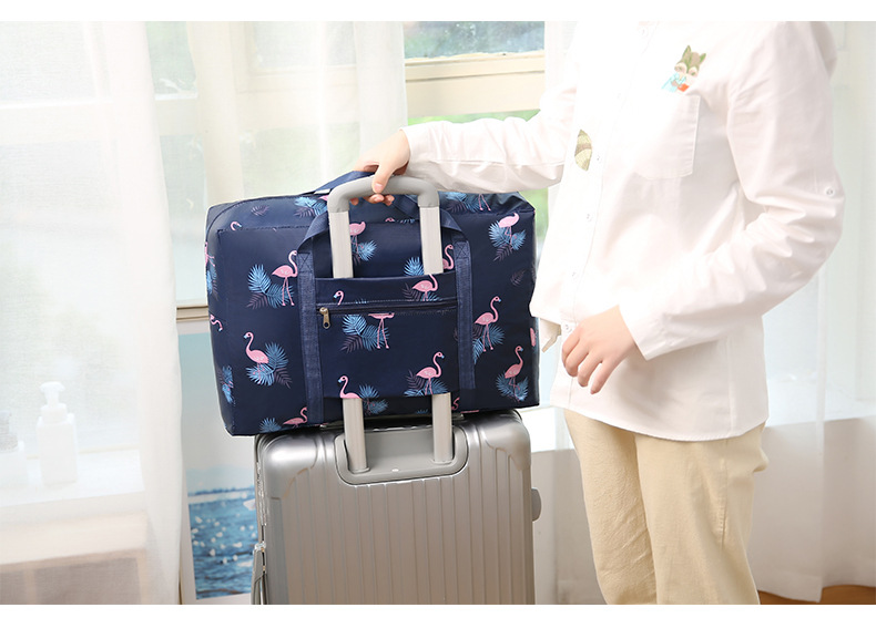187g Weight Oxford Cloth Material Geometry Pattern Cute Style Grey, Pink, Red, Blue, Black Color Waterproof Foldable Printing Enlarged Travel Bag Wholesale Nihaojewelry 29