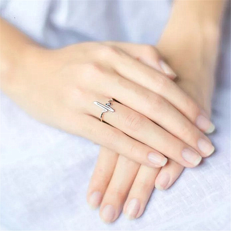 Eleganter Herzschlag Ring Für Damen Einzigartiger Ekg Ring_voghion.com