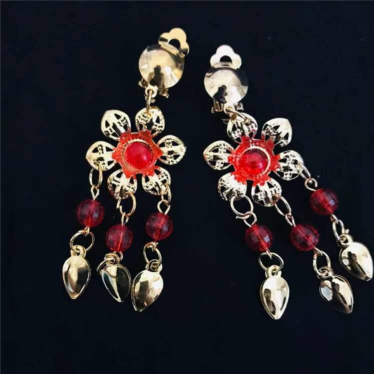 Золотистые серьги для танца живота JinHang Craft с подвесками (плакучая слива), аксессуар для сценического костюма